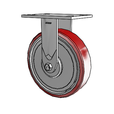 4 Series 2 Inch Wide Casters Top Plate Rigid with 8 x 2 Moldon Polyurethane (Aluminum Core) Wheel