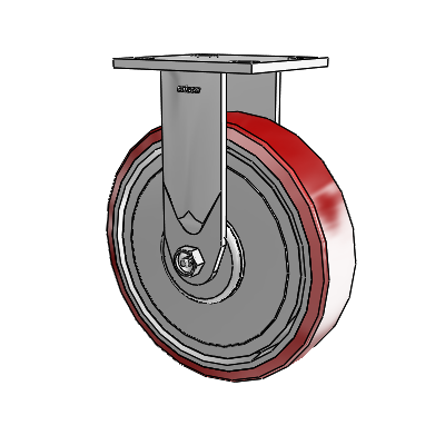 4 Series 2 Inch Wide Casters Top Plate Rigid with 8 x 2 Moldon Polyurethane (Aluminum Core) Wheel