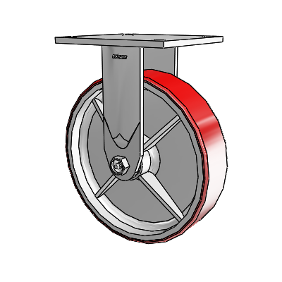 4 Series 2 Inch Wide Casters Top Plate Rigid with 8 x 2 Moldon Polyurethane (Cast Iron Core) Wheel