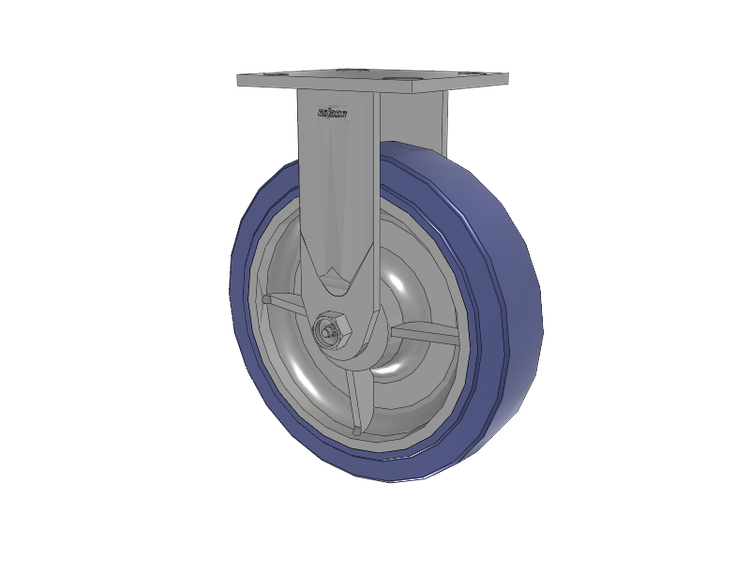 4 Series 2 Inch Wide Casters Top Plate Rigid with 8 x 2 HydroTech (Flat) Wheel