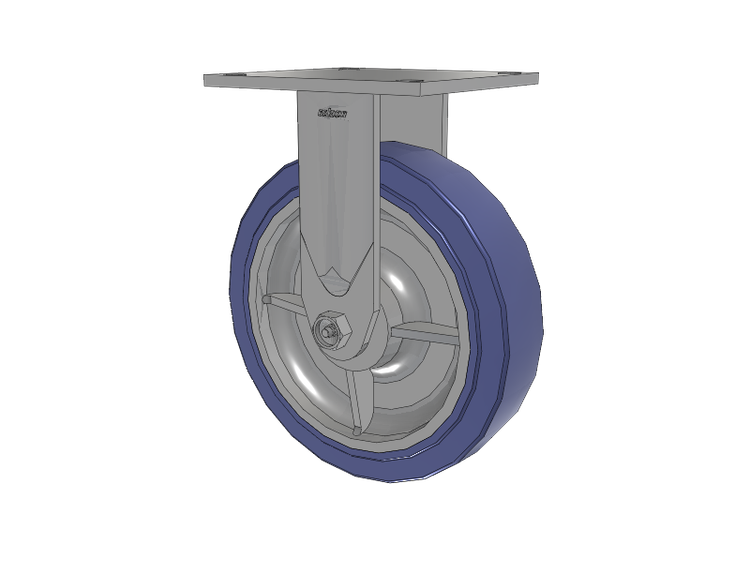 4 Series 2 Inch Wide Casters Top Plate Rigid with 8 x 2 HydroTech (Flat) Wheel