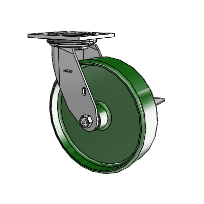 4 Series 2 Inch Wide Top Plate Swivel Caster with 8 x 2 Cast Iron Wheel and Side Lock Brake