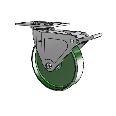 4 Series 2 Inch Wide Top Plate Swivel Caster with 8 x 2 Cast Iron Wheel and Tech Lock Brake