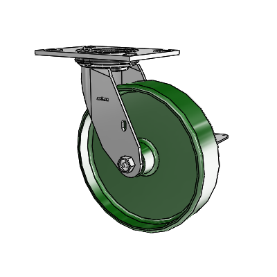 4 Series 2 Inch Wide Top Plate Swivel Caster with 8 x 2 Cast Iron Wheel and Side Lock Brake