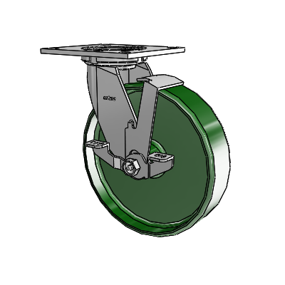 4 Series 2 Inch Wide Top Plate Swivel Caster with 8 x 2 Cast Iron Wheel and Top Lock Brake