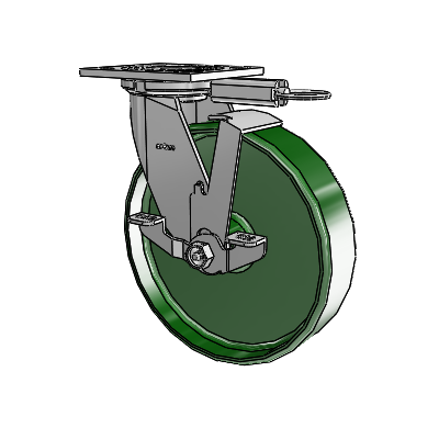 4 Series 2 Inch Wide Top Plate Swivel Caster with 8 x 2 Cast Iron Wheel and Top Lock Brake