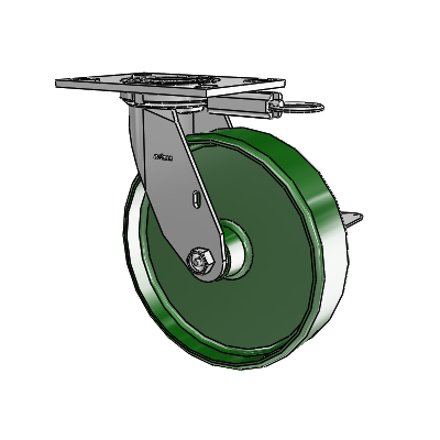 4 Series 2 Inch Wide Top Plate Swivel Caster with 8 x 2 Cast Iron Wheel and Side Lock Brake
