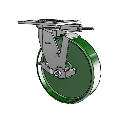 4 Series 2 Inch Wide Top Plate Swivel Caster with 8 x 2 Cast Iron Wheel and Top Lock Brake
