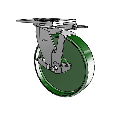 4 Series 2 Inch Wide Top Plate Swivel Caster with 8 x 2 Cast Iron Wheel and Top Lock Brake