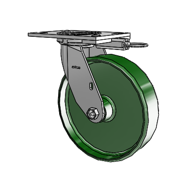 Roulette pivotante de la série 4, avec plaque supérieure de 2 pouces de large et roue en fonte de 8 x 2