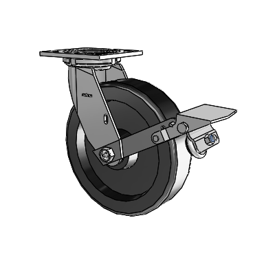 4 Series 2 Inch Wide Top Plate Swivel Caster with 8 x 2 Phenolic Wheel and Tread Lock Brake
