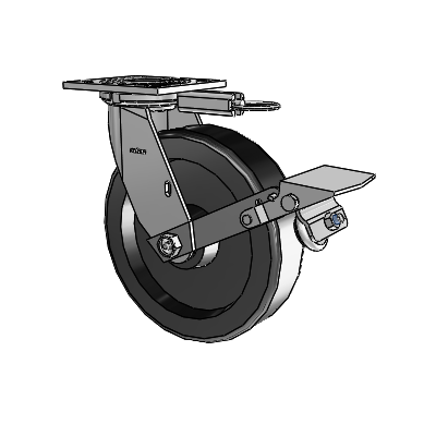 4 Series 2 Inch Wide Top Plate Swivel Caster with 8 x 2 Phenolic Wheel and Tread Lock Brake