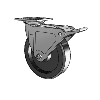 4 Series 2 Inch Wide Top Plate Swivel Caster with 8 x 2 Phenolic Wheel and Tech Lock Brake