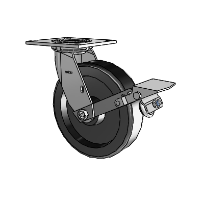 4 Series 2 Inch Wide Top Plate Swivel Caster with 8 x 2 Phenolic Wheel and Tread Lock Brake