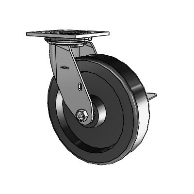 4 Series 2 Inch Wide Top Plate Swivel Caster with 8 x 2 Phenolic Wheel and Side Lock Brake