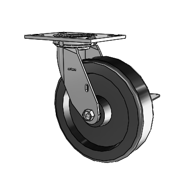 4 Series 2 Inch Wide Top Plate Swivel Caster with 8 x 2 Phenolic Wheel and Side Lock Brake