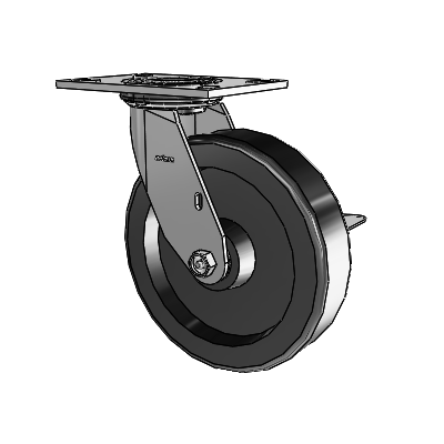 4 Series 2 Inch Wide Top Plate Swivel Caster with 8 x 2 Phenolic Wheel and Side Lock Brake