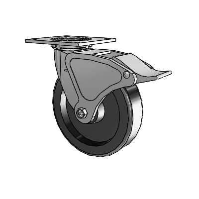 4 Series 2 Inch Wide Top Plate Swivel Caster with 8 x 2 Phenolic Wheel and Total Lock Brake