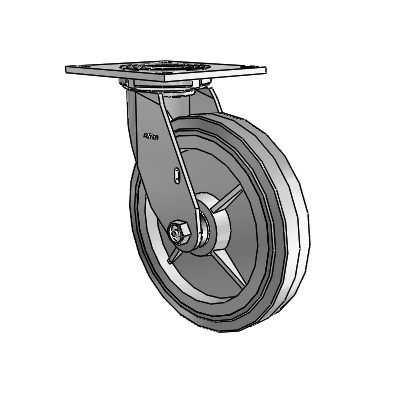 4 Series 1 1/2" Casters Top Plate Swivel Zinc with 8 x 1.5 Performa Rubber (Flat/Grey) Wheel