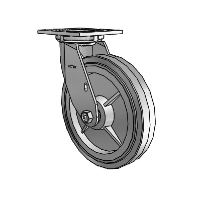 4 Series 1 1/2" Casters Top Plate Swivel Zinc with 8 x 1.5 Performa Rubber (Flat/Grey) Wheel