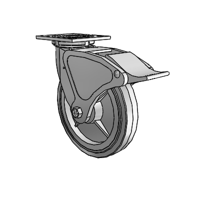 4 Series 1 1/2" Casters Top Plate Swivel Zinc with 8 x 1.5 Performa Rubber (Flat/Grey) Wheel and Total Lock Brake