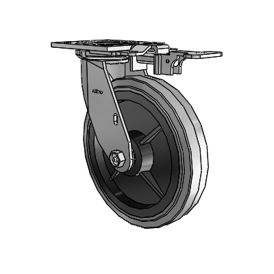 4 roulettes de la série 1 de 1 1/2", à plaque supérieure pivotante en zinc, avec roue en caoutchouc Performa 8 x 1,5 (plate/conductrice)