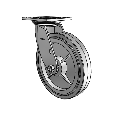 4 Series 1 1/2" Casters Top Plate Swivel Zinc with 8 x 1.5 Performa Rubber (Flat/Grey) Wheel