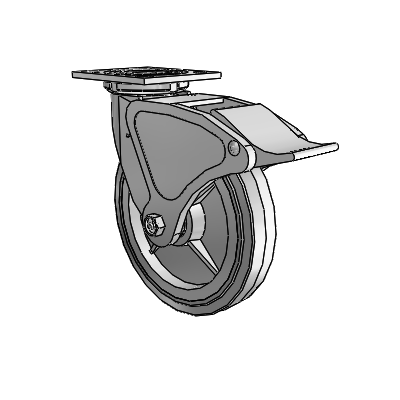 4 Series 1 1/2" Casters Top Plate Swivel Zinc with 8 x 1.5 Performa Rubber (Flat/Grey) Wheel and Total Lock Brake
