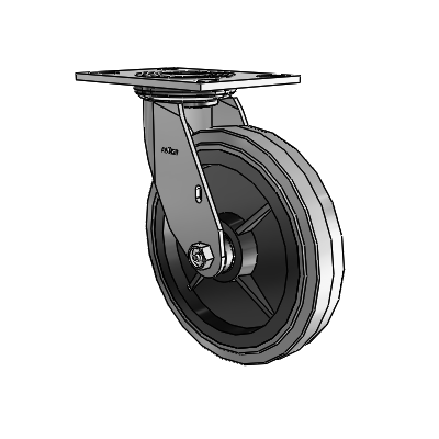 4 Series 1 1/2" Casters Top Plate Swivel Zinc with 8 x 1.5 Performa Rubber (Flat/Conductive) Wheel