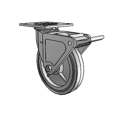 4 Series 1 1/2" Casters Top Plate Swivel Zinc with 8 x 1.5 Performa Rubber (Flat/Grey) Wheel and Tech Lock Brake