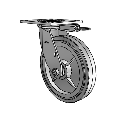 4 stuks 1 1/2" zwenkwielen met bovenplaat van zink, voorzien van 8 x 1,5 Performa-rubberwielen (plat/grijs)