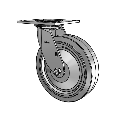 4 Series 2 Inch Wide Top Plate Swivel Caster with 8 x 2 Performa Rubber (Flat/Grey) Wheel