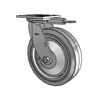 4 Series 2 Inch Wide Top Plate Swivel Caster with 8 x 2 Performa Rubber (Flat/Grey) Wheel