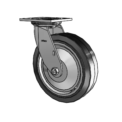 4 Series 2 Inch Wide Top Plate Swivel Caster with 8 x 2 Performa Rubber (Flat/Black) Wheel