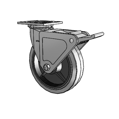 4 Series 2 Inch Wide Top Plate Swivel Caster with 8 x 2 Performa Rubber (Flat/Conductive) Wheel and Tech Lock Brake