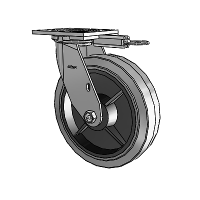 4 Series 2 Inch Wide Top Plate Swivel Caster with 8 x 2 Performa Rubber (Flat/Conductive) Wheel