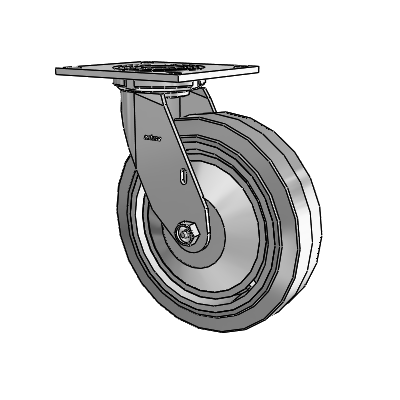 4 Series 2 Inch Wide Top Plate Swivel Caster with 8 x 2 Performa Rubber (Flat/Grey) Wheel