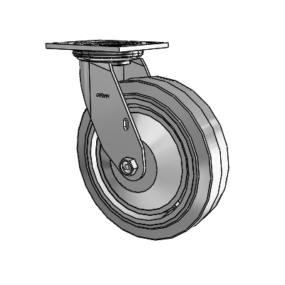 4 Series 2 Inch Wide Top Plate Swivel Caster with 8 x 2 Performa Rubber (Flat/Grey) Wheel