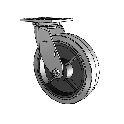 4 Series 2 Inch Wide Top Plate Swivel Caster with 8 x 2 Performa Rubber (Flat/Conductive) Wheel