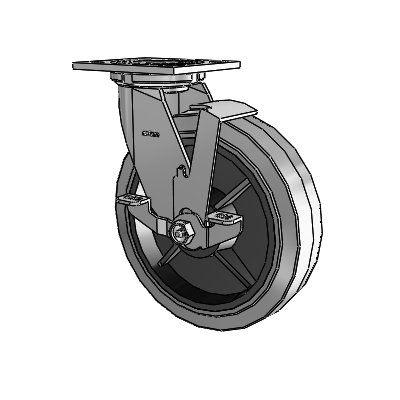 4 Series 2 Inch Wide Top Plate Swivel Caster with 8 x 2 Performa Rubber (Flat/Conductive) Wheel and Top Lock Brake