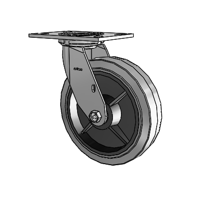 4 Series 2 Inch Wide Top Plate Swivel Caster with 8 x 2 Performa Rubber (Flat/Conductive) Wheel