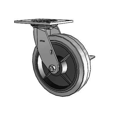 4 Series 2 Inch Wide Top Plate Swivel Caster with 8 x 2 Performa Rubber (Flat/Conductive) Wheel and Side Lock Brake