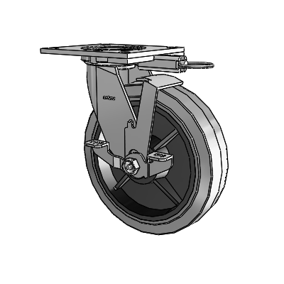 4 Series 2 Inch Wide Top Plate Swivel Caster with 8 x 2 Performa Rubber (Flat/Conductive) Wheel and Top Lock Brake