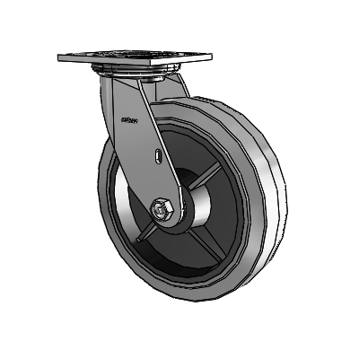 4 Series 2 Inch Wide Top Plate Swivel Caster with 8 x 2 Performa Rubber (Flat/Conductive) Wheel