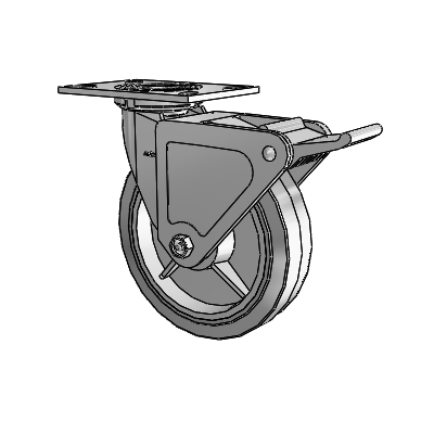 4 Series 2 Inch Wide Top Plate Swivel Caster with 8 x 2 Performa Rubber (Flat/Grey) Wheel and Tech Lock Brake