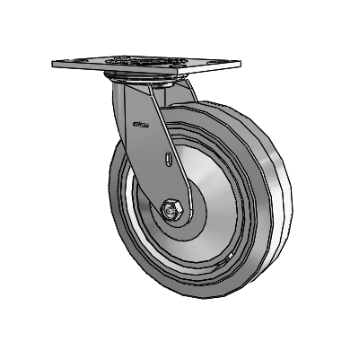 4 Series 2 Inch Wide Top Plate Swivel Caster with 8 x 2 Performa Rubber (Flat/Grey) Wheel