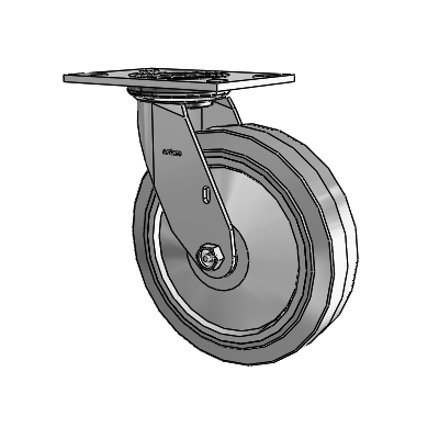 4 Series 2 Inch Wide Top Plate Swivel Caster with 8 x 2 Performa Rubber (Flat/Grey) Wheel
