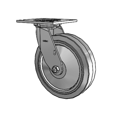 4 Series 2 Inch Wide Top Plate Swivel Caster with 8 x 2 Performa Rubber (Flat/Grey) Wheel