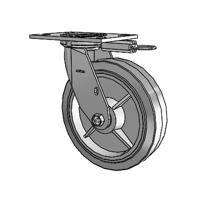 4 Series 2 Inch Wide Top Plate Swivel Caster with 8 x 2 Performa Rubber (Flat/Grey) Wheel