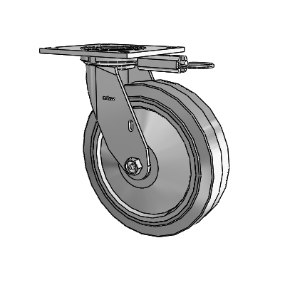 4 Series 2 Inch Wide Top Plate Swivel Caster with 8 x 2 Performa Rubber (Flat/Grey) Wheel